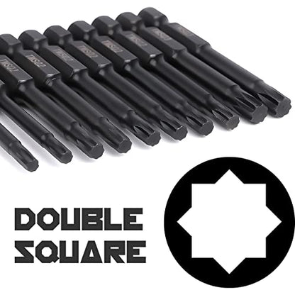 Narwhal 8 Point Star Bit Set for Trailers (24 Pack Double Square - CR-MO Steel) 8 Point Torx Bits in The Following Sizes #1 x6, #2 x12, and #3 x6 for Trailers, RVs, and More - style: Double Square
