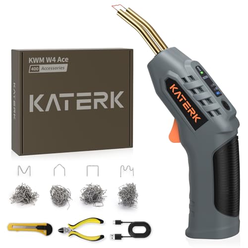 Katerk Cordless Plastic Welder – 400 Staples Included, 3-Temperature Settings, USB Rechargeable Portable Plastic Welding Kit, Perfect for DIY Projects, Bumper/Toys Repair