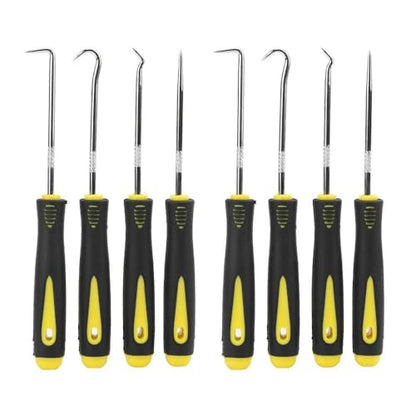 Set Precision Hook & Pick Tool Kit - 8PC Chrome Vanadium Steel O-Ring Gasket Puller with Anti-Slip Handle for Bicycle & Automotive Repair (6.5-Inch)‌