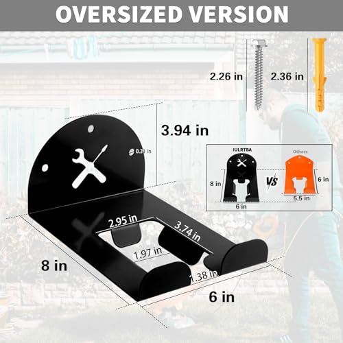 Upgraded Trimmer Rack Wall Mount - 8" Heavy Duty Weed Eater Hanger for Garage Wall, Garden Power Tool Holder Organizer Hooks for Grass Trimmer, Hedge Trimmer, Leaf Blower and Chainsaw, Black, 3 Pack - color: Black-3Pack
