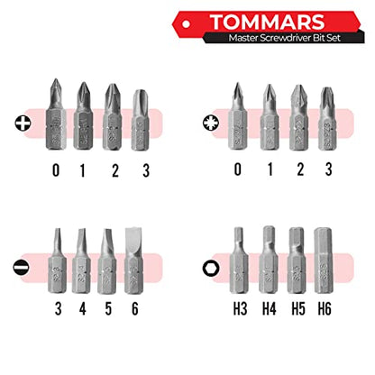 TOMMARS 102-Pc Screwdriver Bit Set, S2 Steel 1/4" Hex Shank Bits Includes Quick Release Bit Holder - style: 102 Pc Screwdriver Bits Set