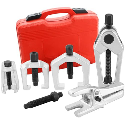 DASBET 5PCS Ball Joint Separator Front End Service Tool Kit 5-in-1 Pitman Arm Puller Tie Rod End Removal Tool Set for Front End Service Splitter Removal Kit - color: gray