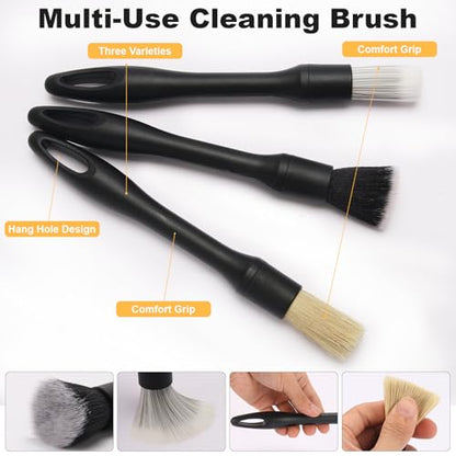 8PCS Car Detailing Kit Boars Hair Brush 160g Reusable Gel Auto Home Use | Scratch-free soft microfiber cloths, big capacity gel, complete car care set, ideal gift for all car lovers