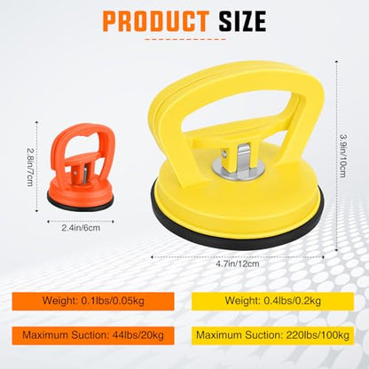 GOOACC Car Dent Puller 3 Pack Yellow Orange Powerful Suction Cup Puller with Handle Lifter Large & Small Pullers Paintless Dent Repair Tool Kit for Car Body Fridge Glass Tiles Screen Object Moving - color: Yellow+Orange
