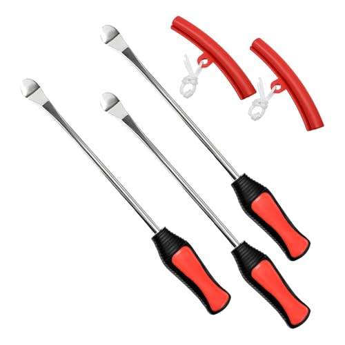 12.2 Inch Steel Tire Spoons Tool Set, 3 Heavy Duty Tire Spoon Levers with 2 Rim Protectors, Professional Tyre Changing Tools for Motorcycles Dirt Bikes Tractors Bicycles