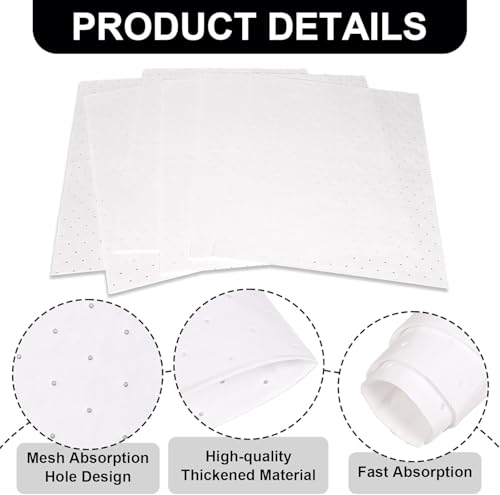 A A IN Oil Absorbent Pads, Heavyweight Dimpled Oil Spill Mats, White | 200-Pack Heavyweight Oil Absorbent Pads| Tear-Resistant| Dimpled for Fast Absorption| Residue-Free Oil Cleanup.