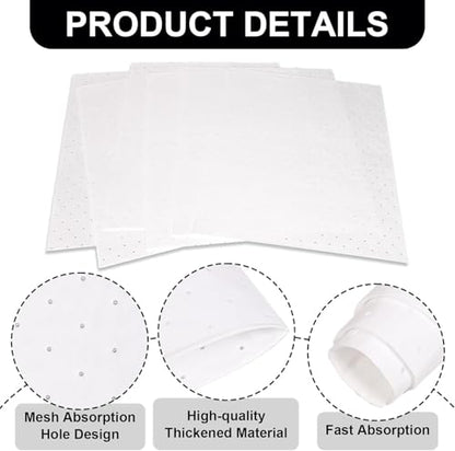 A A IN Oil Absorbent Pads, Heavyweight Dimpled Oil Spill Mats, White | 200-Pack Heavyweight Oil Absorbent Pads| Tear-Resistant| Dimpled for Fast Absorption| Residue-Free Oil Cleanup.