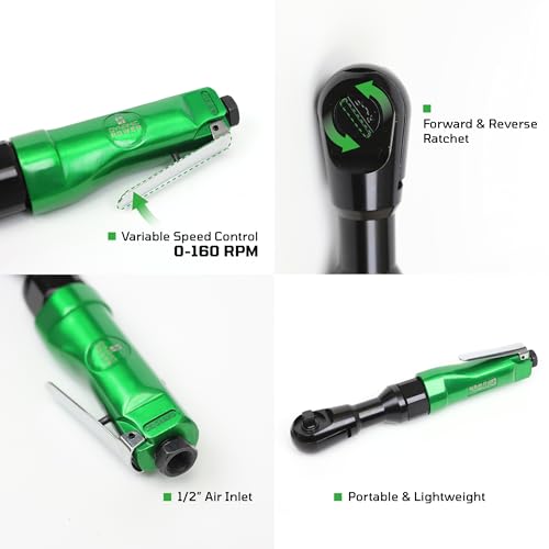 DYNAMIC POWER Professional 1/2" AIR RACHET WRENCH KIT + 4 pcs 1/2" Dr., Impact Socket(11, 12, 13, 14mm),etc - DP320024K