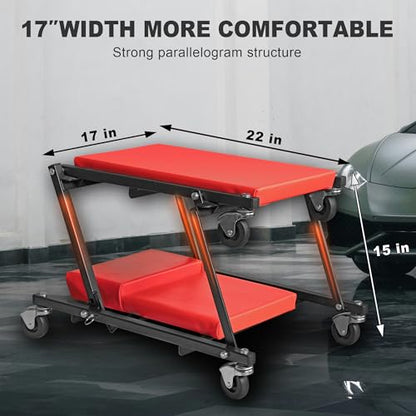 Torin 36" Rolling Foldable Car Creeper Automotive Creeper, 2-in-1 Garage Shop Creeper for Auto Repair, 300 Lbs Capacity, Red,TAM6505RB - style: Red Foldable Creeper