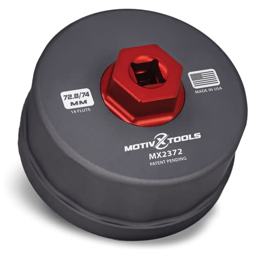 Motivx Tools MX2372-US 72.8mm/74mm 14 Flute Precision CNC Machined Oil Filter Wrench - Compatible With Toyota, Motorcraft, STP & Bosch Filters - size: 72.8mm / 74mm 14 Flute