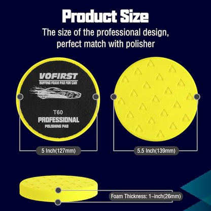 5.5IN Buffing Pads, Polishing Pad 3 Pcs 5.5 INCH Yellow Medium Cut Pad, High-Density Foam Buffing Pads for Car Boat Buffer Compounding, Polishing and Waxing - color: Yellow, size: 5.5 - Inch