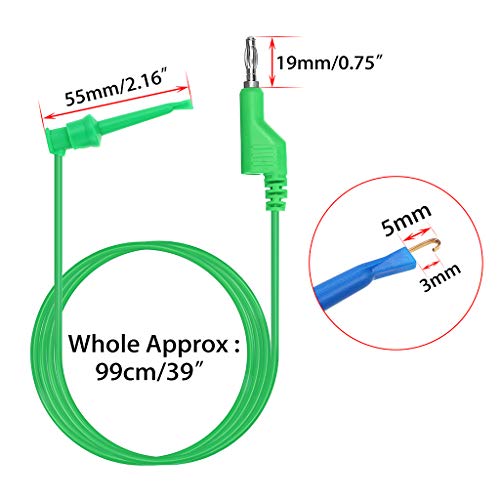 Sumnacon 39 Inch Multimeter Test Lead Set - 5 Pcs Stackable Banana Plug to Test Hook Wire Cable Kit with Protective, Flexible Wire Leads for Electrical Testing 500V/5A | Multimeter 500V/5A Test Lead Set, Flexible Wire Leads for Electrical Testing,39 Inch