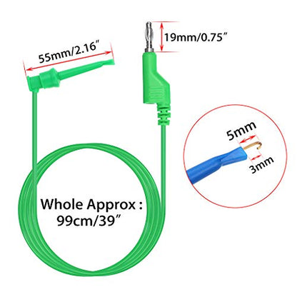 Sumnacon 39 Inch Multimeter Test Lead Set - 5 Pcs Stackable Banana Plug to Test Hook Wire Cable Kit with Protective, Flexible Wire Leads for Electrical Testing 500V/5A | Multimeter 500V/5A Test Lead Set, Flexible Wire Leads for Electrical Testing,39 Inch