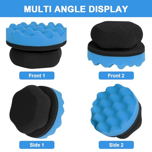2 Pack Large Tire Shine Applicator Pad, Tire Hex Grip Applicator, Reusable Car Cleaning Supplies After Car Wash - color: A-gray and Blue