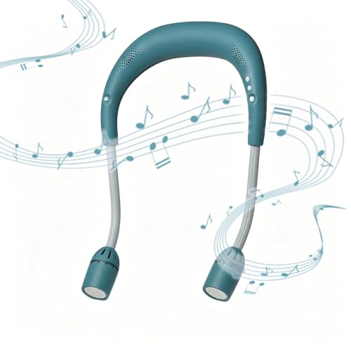 Neck Book Light with Bluetooth Speaker,2600mAh Hands-Free 5.7oz adjustable angle Reading Light,5 Modes 80H+ Knitting Light,500lum Rechargeable LED Neck Light for Camping,Hiking,Reading,Repairing,Gifts - color: Cyan