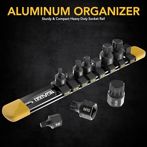 LEXIVON Triple Square Bit Socket Set - 8-Piece (M4-M16), Dual Drive, Super Short 12-Point XZN, Premium S2 Steel, Aluminum Storage Rail (LX-145S) - size: Short XZN