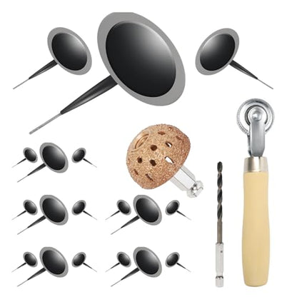 Tire Patch Kit Tire Repair Kit Including Tire Patch Plugs in 3 Size, Tungsten Steel Buffing Wheel, Tire Patch Roller with 4mm Twist Drill Bit for Vehicle - size: 1 Tungsten Buffing Wheel + 18 Accessories
