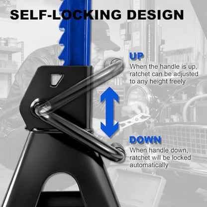 3 Ton (6,600 LBs) Jack Stands with Double Pin Locking,Rubber Cover and Large Foot Base,11"-17" Adjustable Height,Heavy Duty Car Jack Stands,Lifting SUV,MPV,Pickup Truck,ATV/UTV,1 Pair,Blue - color: blue-standard, size: 3ton Load Capacity