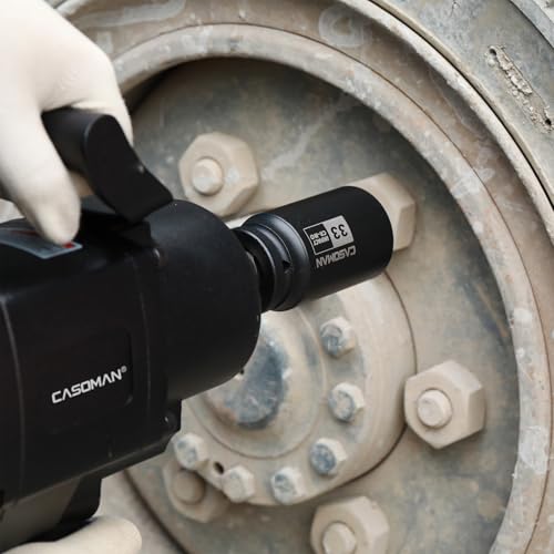 CASOMAN 3/4" Drive 33 mm Axle Nut Impact Socket, CR-MO, 6 Point Deep Impact Socket (33MM) for Easy Removal of Axle Shaft Nuts - size: 3/4-Inch Drive
