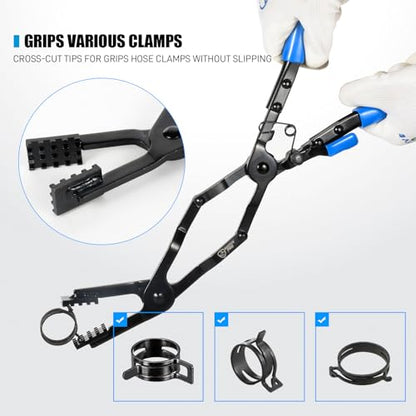 SMOTIVEPRO 35 Degree Long Hose Clamp Pliers with Locking Mechanism, Extra Long Reach Hose Clamp Pliers for Hard-to-Reach Hoses - color: 35 Degree Long Hose Clamp Pliers