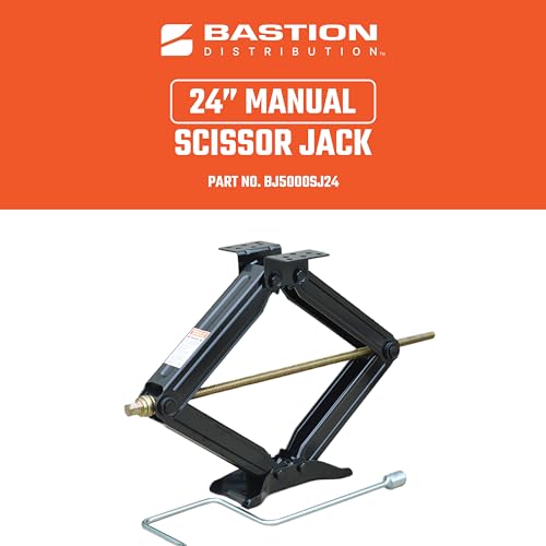 Bastion Distribution Two New 24" Scissor Jacks with Crank Handle | 5000 lbs Capacity | 4-24” Height | Spray-Tested Powder Coated | BJ-5000MSJ24 - size: 24" (Two Pack)