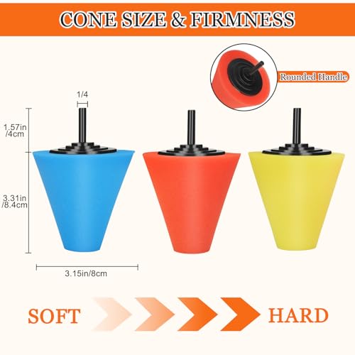 TSV 6PCS Car Wheel Polishing Kit, Foam Sponge Wheel Polishing Cone & Ball for Drill, Polisher and Buffer Tool for Car Care, Chrome, Rims and Metal