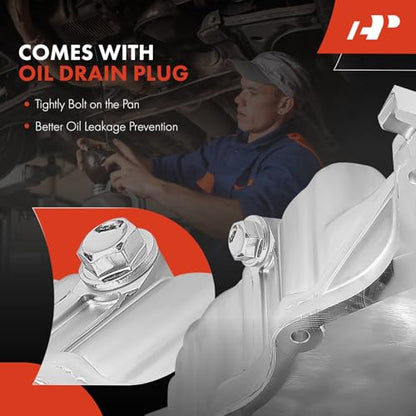A-Premium Engine Oil Pan Sump with Drain Plug Compatible with Honda Accord 2008-2012, Crosstour 2012-2014, Acura TSX 2008-2014, 2.4L Gas