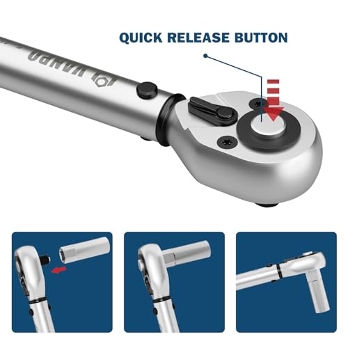 VANPO 3Pcs Torque Wrench 1/4&3/8&1/2"-20-240in-lb, 5-45ft-lb, 20-160ft-lb | ±3% Accuracy, Click, Dual Direction, 72-Tooth Ratchet, for Bike, Motorcycle, Car & Automotive Use