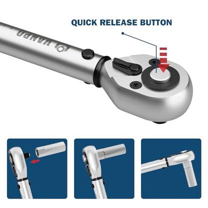 VANPO 3Pcs Torque Wrench 1/4&3/8&1/2"-20-240in-lb, 5-45ft-lb, 20-160ft-lb | ±3% Accuracy, Click, Dual Direction, 72-Tooth Ratchet, for Bike, Motorcycle, Car & Automotive Use