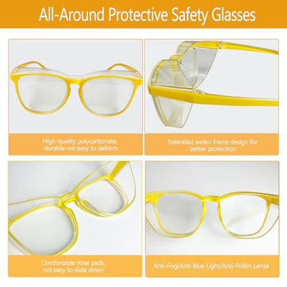 Feaglo Safety Glasses, Anti Fog Safety Goggles for Women Men, Blue Light Blocking Stylish Eye Protection Glasses Side Shield - color: Orange+purple+pink