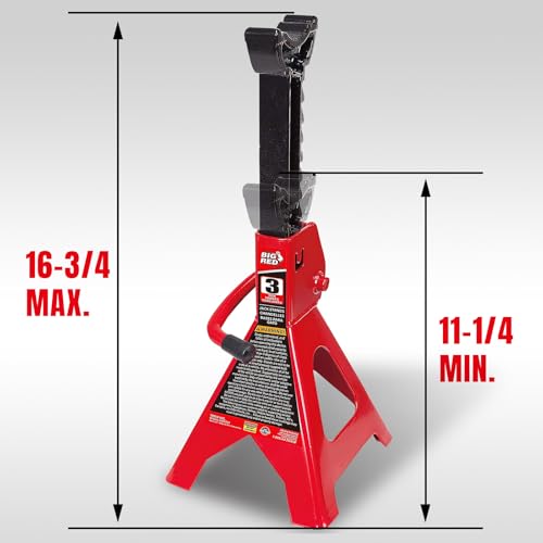 Big RED 3 Ton (6000 LBs) Jack Stands, with Adjustable Lock Car Jack Stand, Fit for Vehicle, Red, 2 Pack - size: 3 Ton, style: Basic