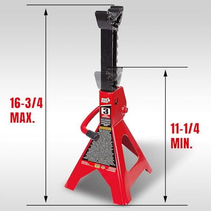 Big RED 3 Ton (6000 LBs) Jack Stands, with Adjustable Lock Car Jack Stand, Fit for Vehicle, Red, 2 Pack - size: 3 Ton, style: Basic