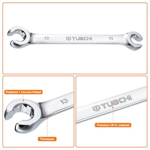 HARFINGTON Flare Nut Metric Wrench 11mm x 13mm CR-V Mirror Polished Chrome Plating Metric Wrench for DIY Hand-making Automotive Repairs and Household Maintenance - size: 11mm x 13mm