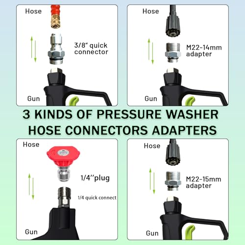 Short Pressure Washer Gun with Foam Cannon,High Pressure Wash Foam Gun with 1/4 Inch Quick Connector,5 Pressure Washer Nozzle Tip