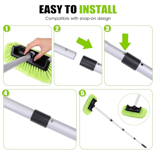 2 Pack 58 Inch Extendable Car Wash Brushes, Soft Bristled Scratch Free Cleaning System with Long Handle, Universal Cleaning Tool Set for Vehicles Home Windows Tires Snow Removal (Green) - color: Green