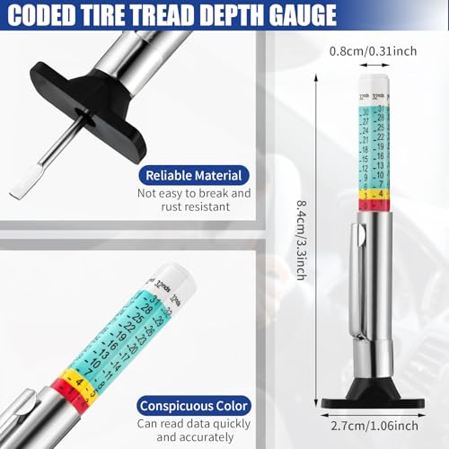3 Pieces Tire Tread Depth Gauge Tool Digital Tread Depth Gauge Brake Lining Thickness Ruler Coded Tire Automotive Brake Pad Measure Ruler for Motorcycle, Car, Truck and Bus - color: Black