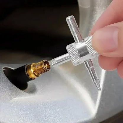 4-Way Valve Core Tool, 4-in-1 Valve Stem Removal Tool Car Tire Repair Wrench, Multifunctional 4 Way Tyre Valves Stem Remover/Installer for Sedans Bicycles Motorcycles