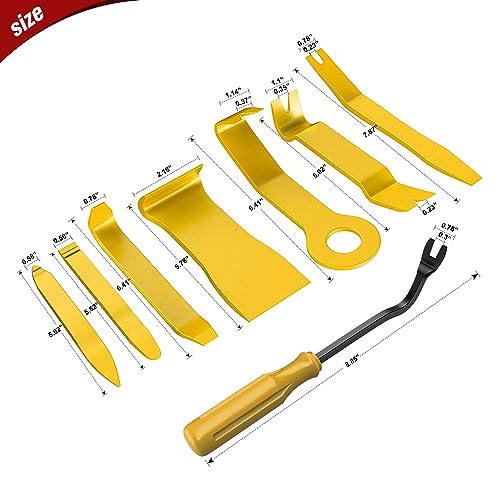 Nilight 8PCS Auto Trim Removal Tool Kit No-Scratch Removal Tool Kit for Car Audio Dash Panel Window Molding Fastener Remover Tool Kit-Yellow - color: Yellow, size: 8Pcs