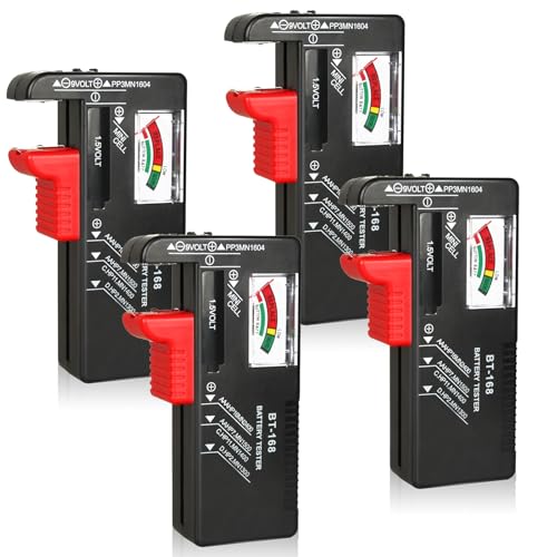 4Pcs Battery Tester for AA AAA C D 9V 1.5V Household Batteries | Universal Battery Tester Checker For Button Cell Model BT-168 Requires No Battery for Operating - color: 4Pcs
