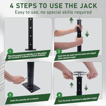 2 Pack House Floor Jacks for Leveling, Adjustable House Floor Jacks Post Pole,Height 18" to 35" Telescoping Jack for Temporary Support,Black