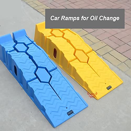 JYDQM Wheelchair Ramp Portable Car Service Ramps Plastic, Vehicle Car Lift Ramp for Low Profile Pickup Car Oil Change, A Pair Load 3.5 Tons,, YWCG2003647