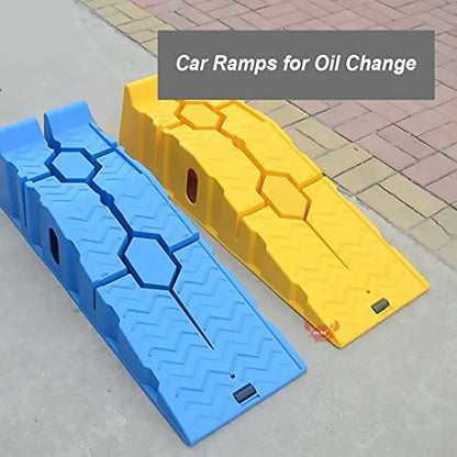 JYDQM Wheelchair Ramp Portable Car Service Ramps Plastic, Vehicle Car Lift Ramp for Low Profile Pickup Car Oil Change, A Pair Load 3.5 Tons,, YWCG2003647