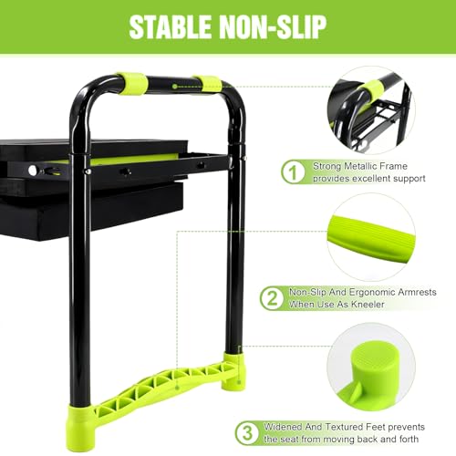 10.9in Wide Foldable Garden Kneeler and Seat, Heavy Duty with Thick Pad | Garden kneeler seat for seniors, Thick kneeling pad, Gardening stool, Foldable, Kneel & sit stool, Planting & weeding aid