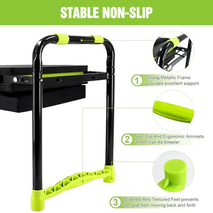 10.9in Wide Foldable Garden Kneeler and Seat, Heavy Duty with Thick Pad | Garden kneeler seat for seniors, Thick kneeling pad, Gardening stool, Foldable, Kneel & sit stool, Planting & weeding aid
