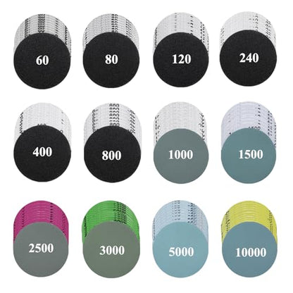 92PCS 3 Inch Wet Dry Sanding Discs for Dremel Tool Accessories,60-10000 Grit Hook and Loop Sandpaper for Dremel Polishing Kit,Used for Car Headlight Restoration,Metal,Resin Polishing - size: 3 Inch