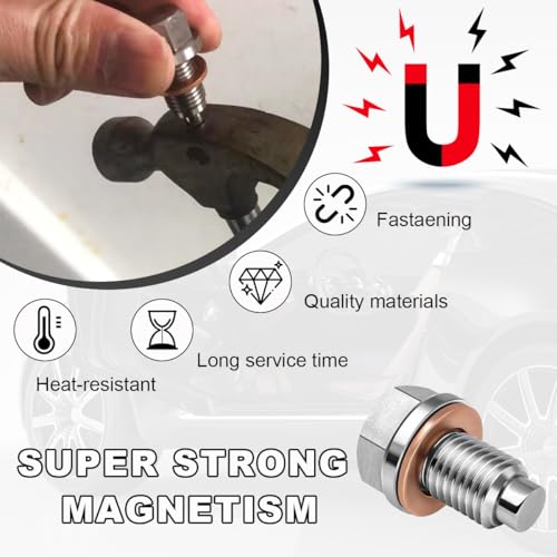Wevdn Magnetic Oil Drain Plug, Aluminum M12×1.25 Sump Drain Nut Bolt with 5 PCS Copper Crush Washer, Universal Oil Drain Plug Replacement for Most Cars Motorcycles, Car Accessories - color: M12×1.25