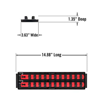 Ernst Manufacturing Socket Organizer Rails - Socket Boss 2-Rail 1/2-Inch-Drive Twist-Lock Socket Holder, 13-Inch, Red (8494) - Made in the USA - color: Red, size: 1/2", style: 13-INCH