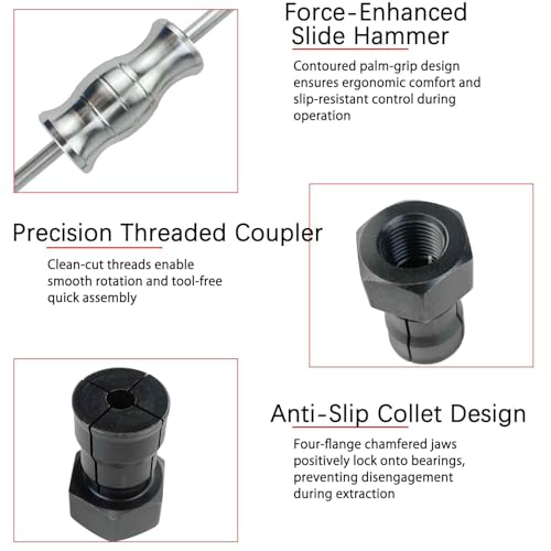 12pcs Blind Hole Collet Bearing Puller Set,8-32mm Inner Bearing Extractor with Slide Hammer Internal Bearing Extractor Puller Kit for Motorcycles, ATVs, and Scooters etc