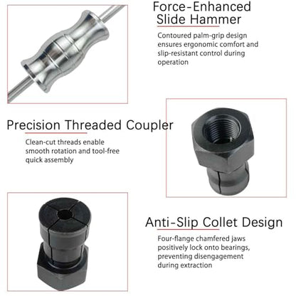 12pcs Blind Hole Collet Bearing Puller Set,8-32mm Inner Bearing Extractor with Slide Hammer Internal Bearing Extractor Puller Kit for Motorcycles, ATVs, and Scooters etc