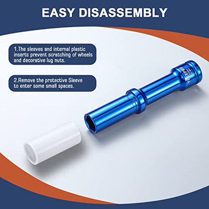 Lug Nut Socket Set 1/2" Drive Impact Tools, Non-marring & Thin Wall Lug Nut Socket Set, Extra Long 150mm Deep Socket for Wheel Lug Nut Remover, 3pcs Metric Sizes 17 19 21mm, 6 Point, W12003A - size: XL 3Pc (17,19,21mm)